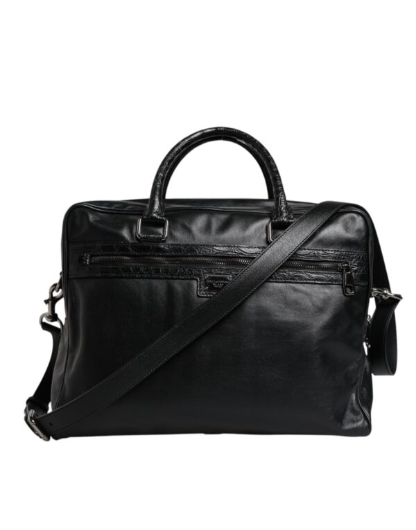 Dolce & Gabbana Schwarze Leder-Messenger-Tasche mit Schulterriemen