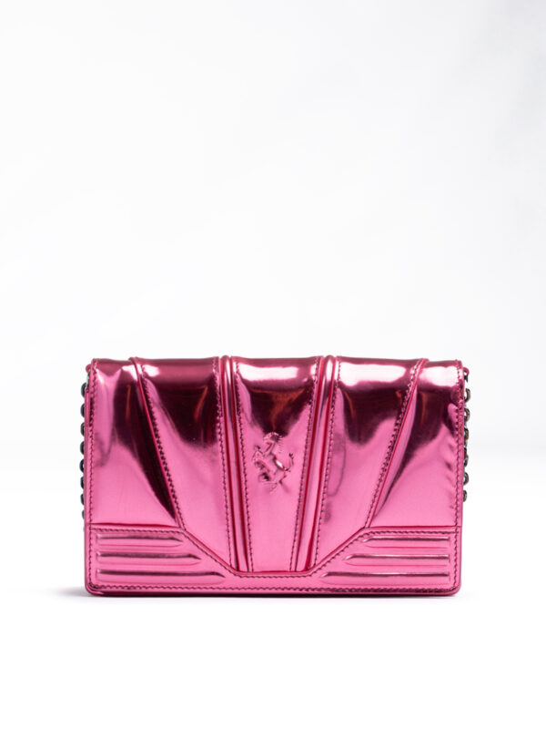 Ferrari Metall Pink GT Lackleder Tasche mit Kette